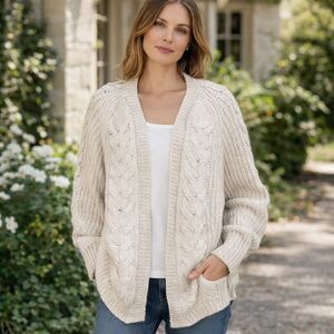 Universal Thread Cream Cable Knit Cardigan Sz M
